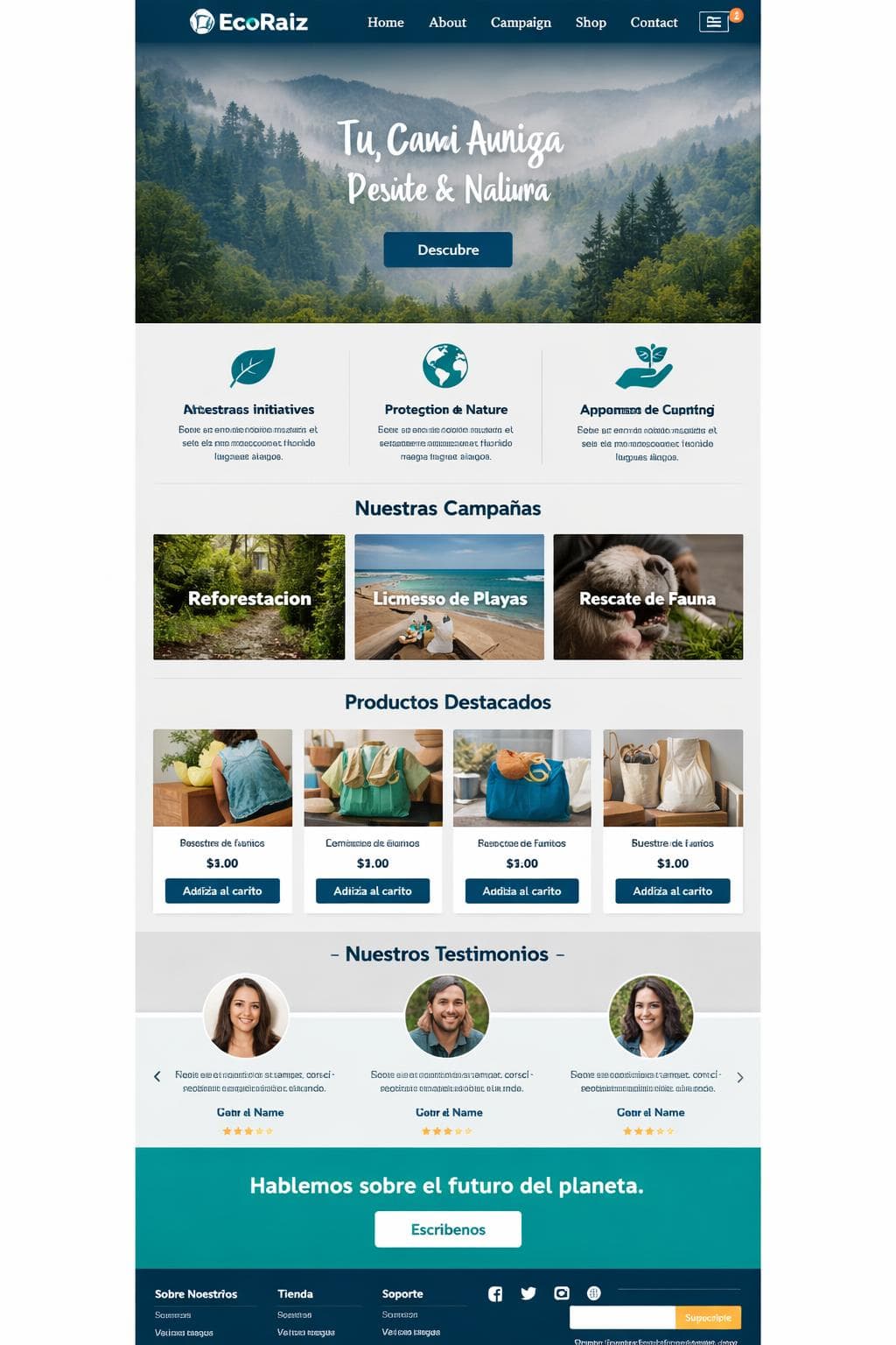 EcoRaiz — vista previa del theme