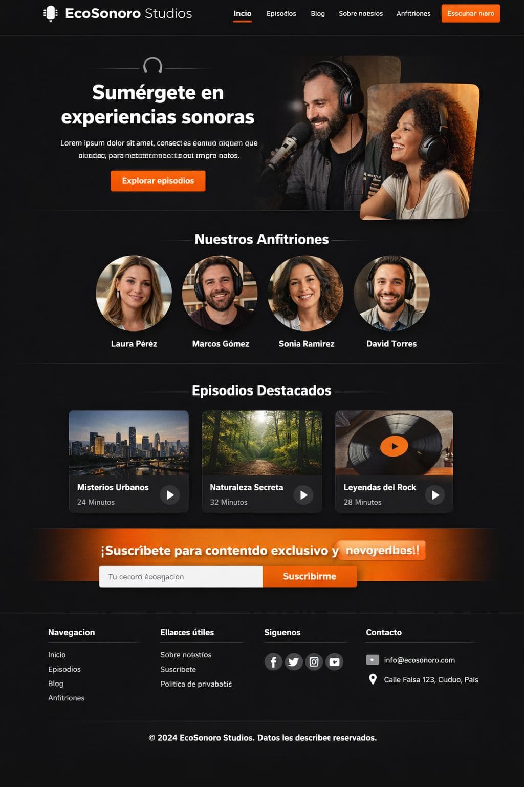 EcoSonoro Studios — vista previa del theme