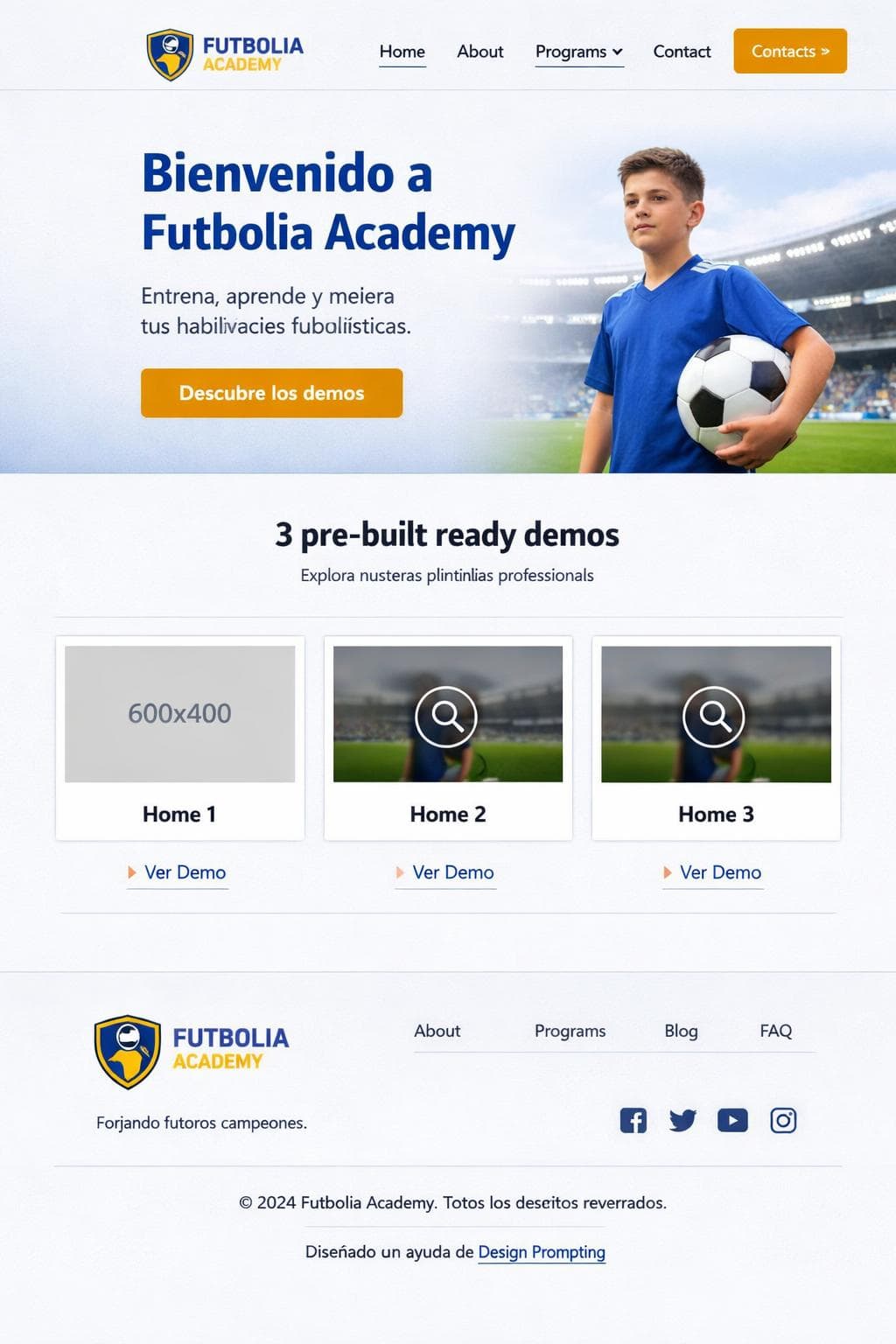 Futbolia Academy — vista previa del theme