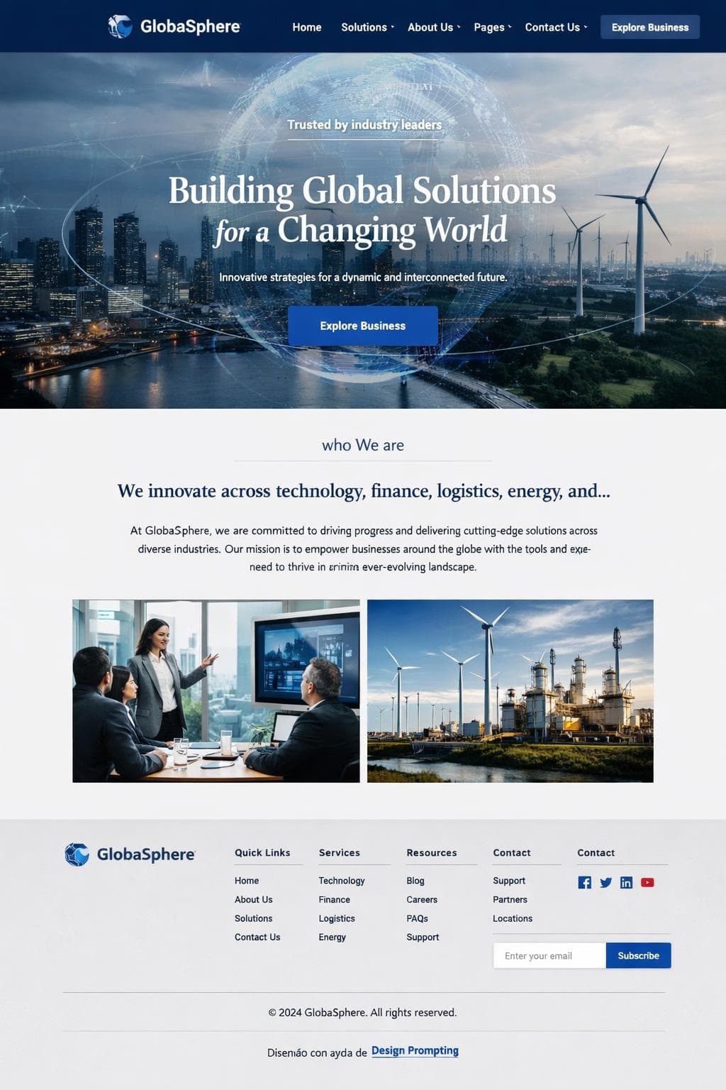 GlobaSphere — vista previa del theme