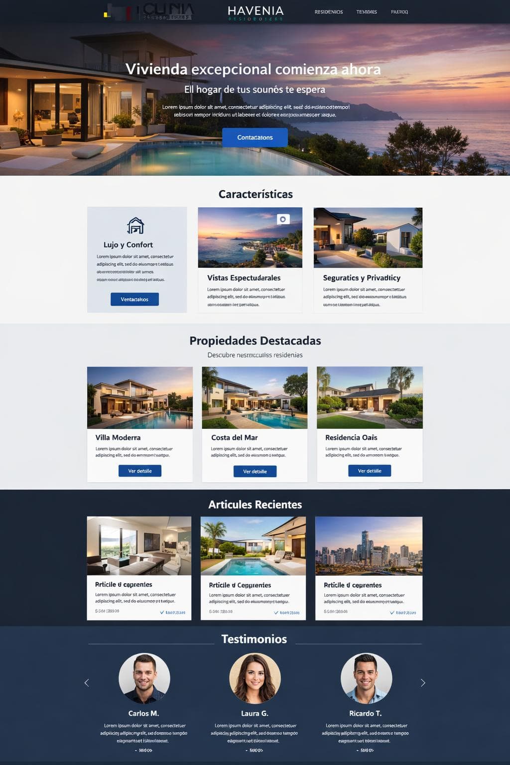 Havenia Residences — vista previa del theme