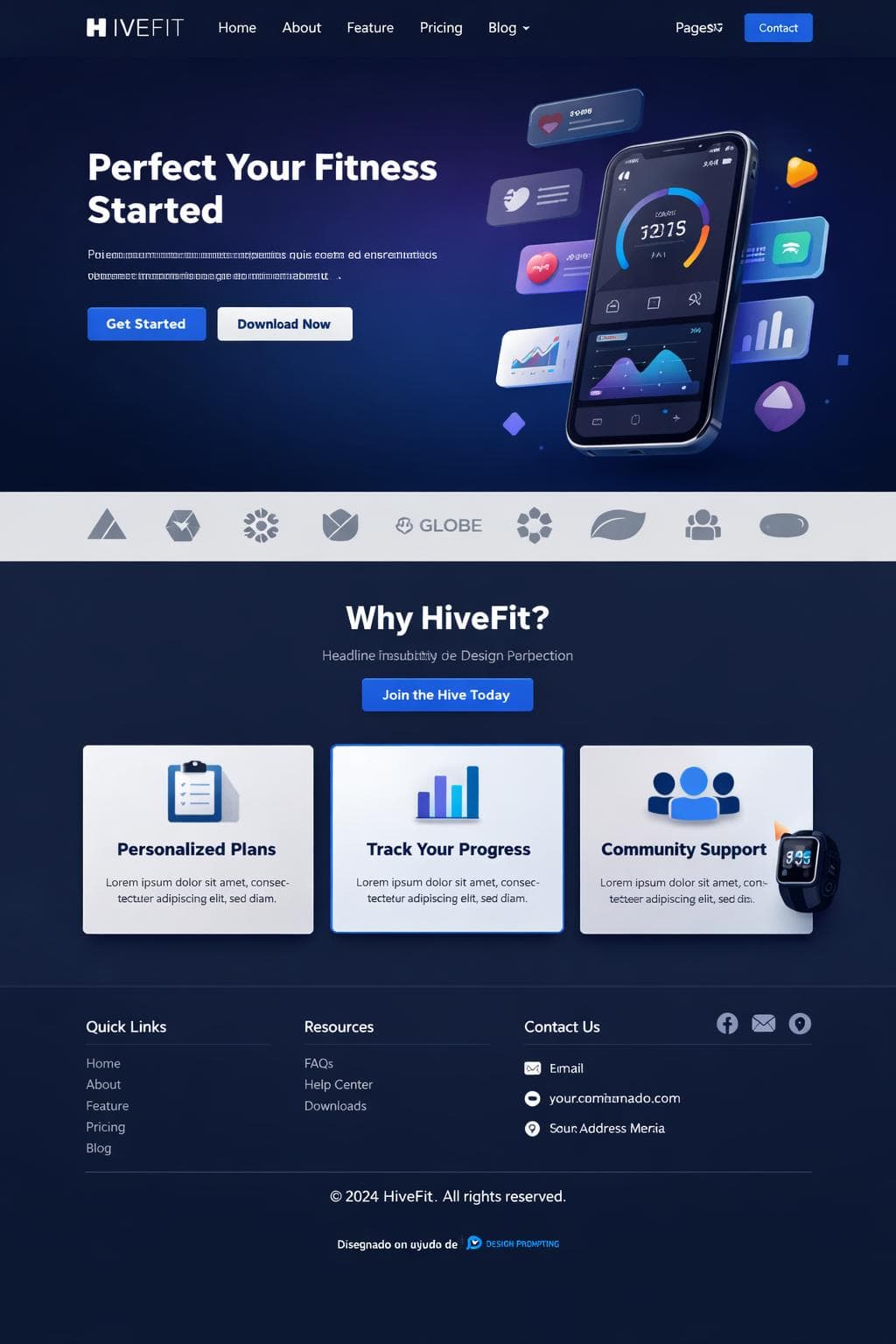 HiveFit — vista previa del theme