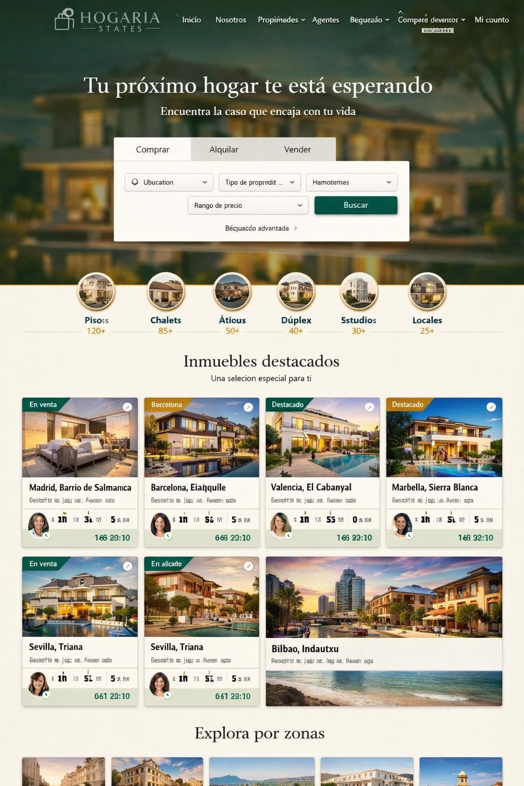 Hogaria Estates — vista previa del theme