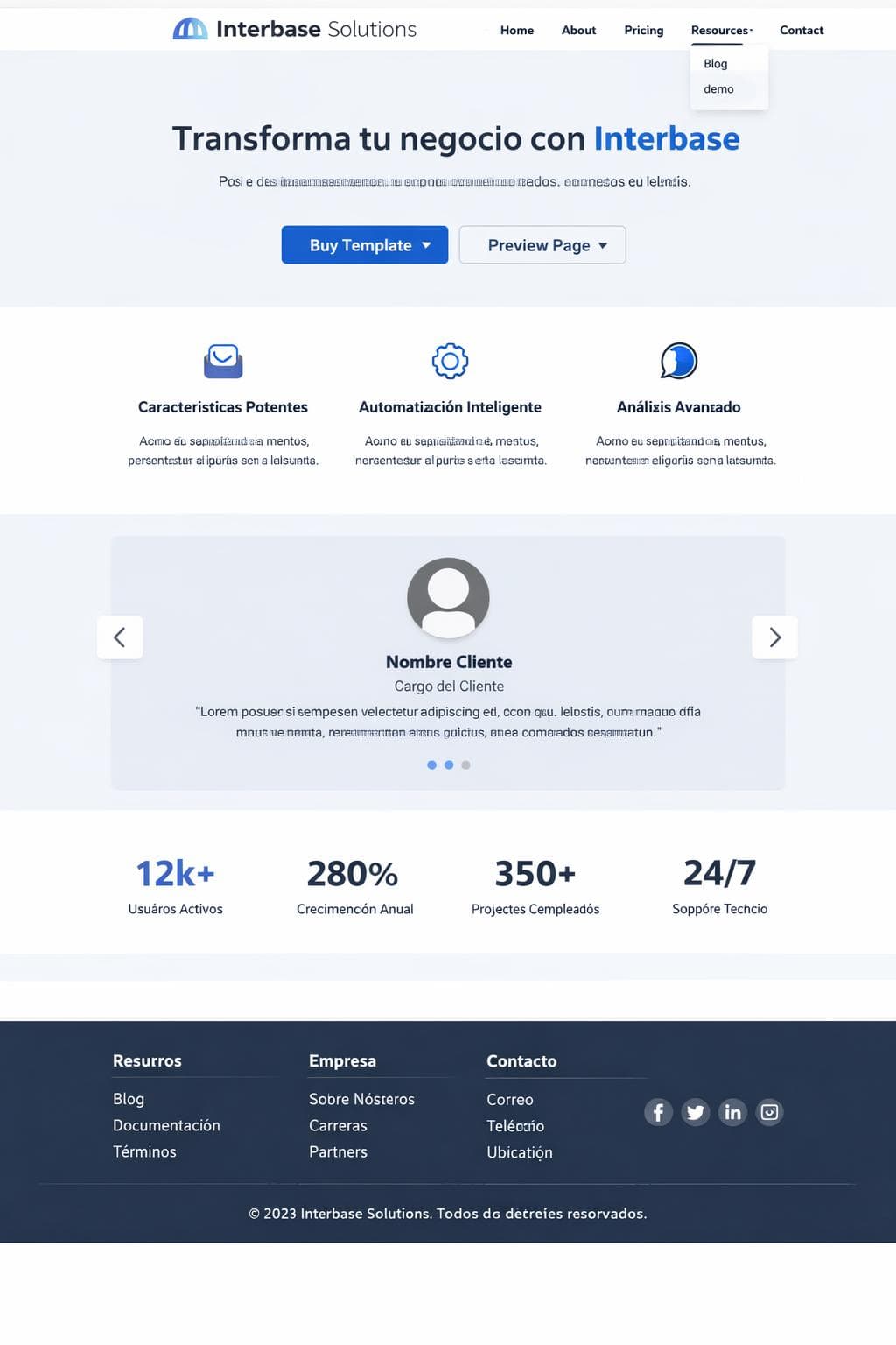 Interbase Solutions — vista previa del theme