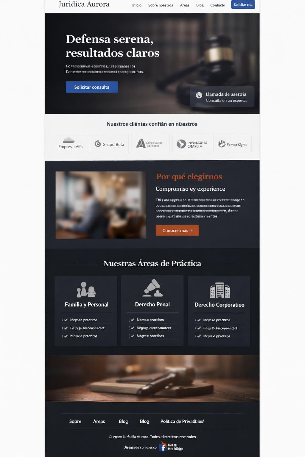 Jurídica Aurora — vista previa del theme