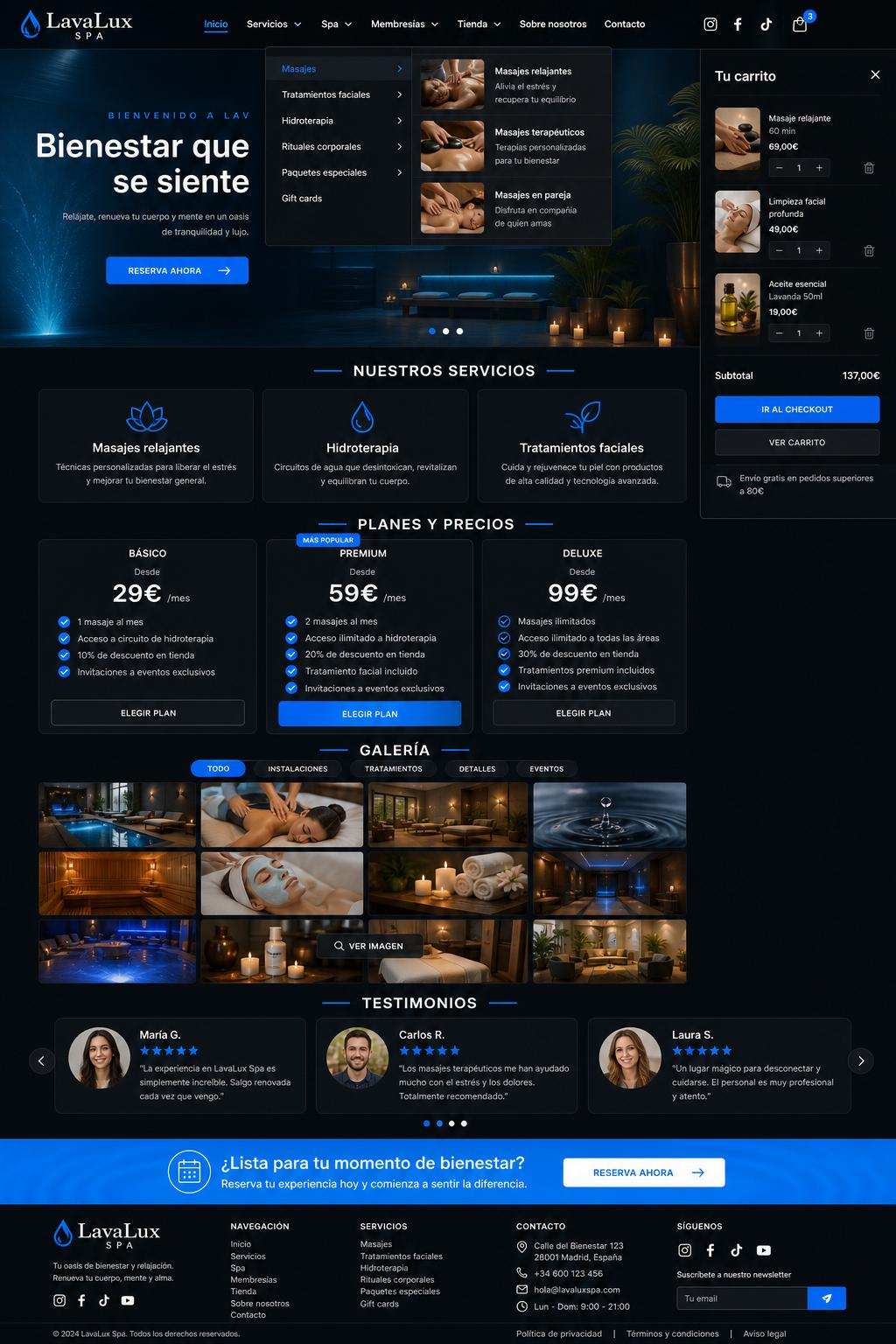LavaLux Spa — vista previa del theme