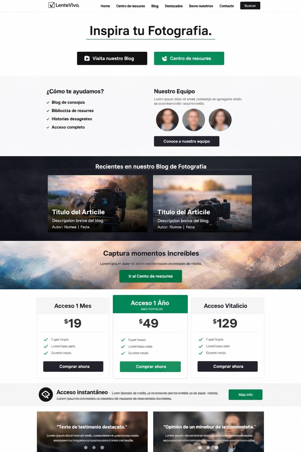 LenteVivo — vista previa del theme