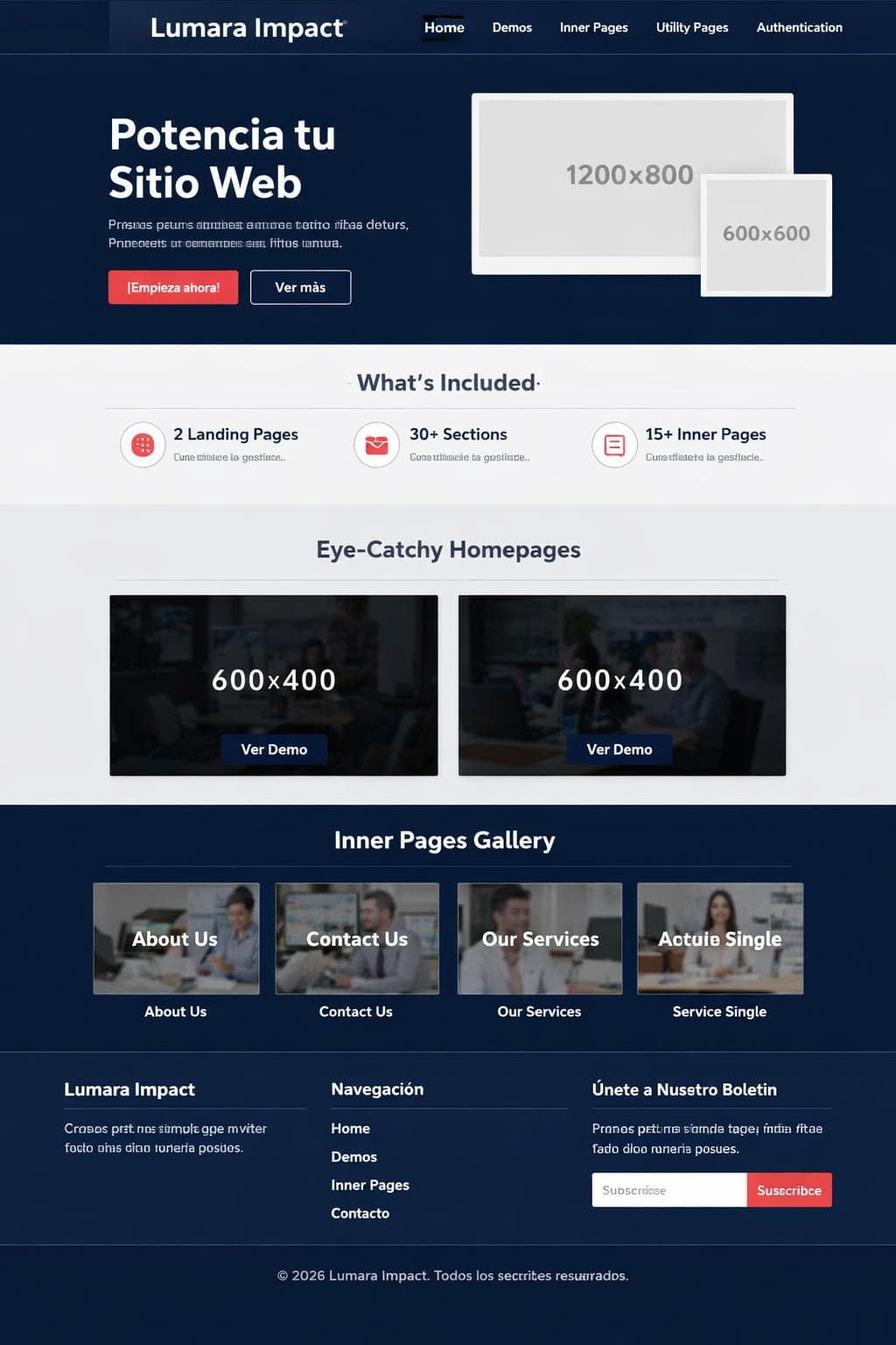 Lumara Impact — vista previa del theme