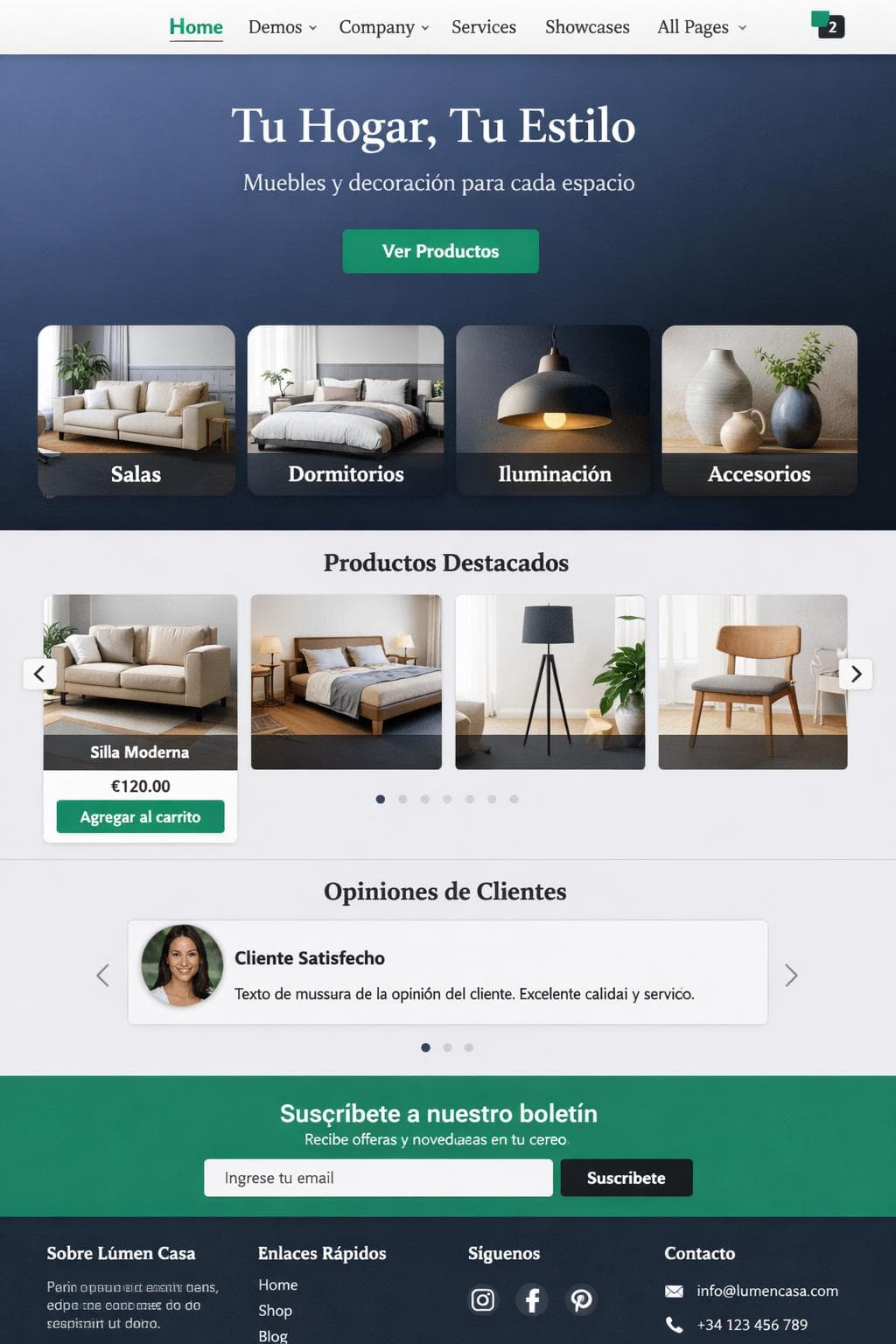 Lúmen Casa — vista previa del theme