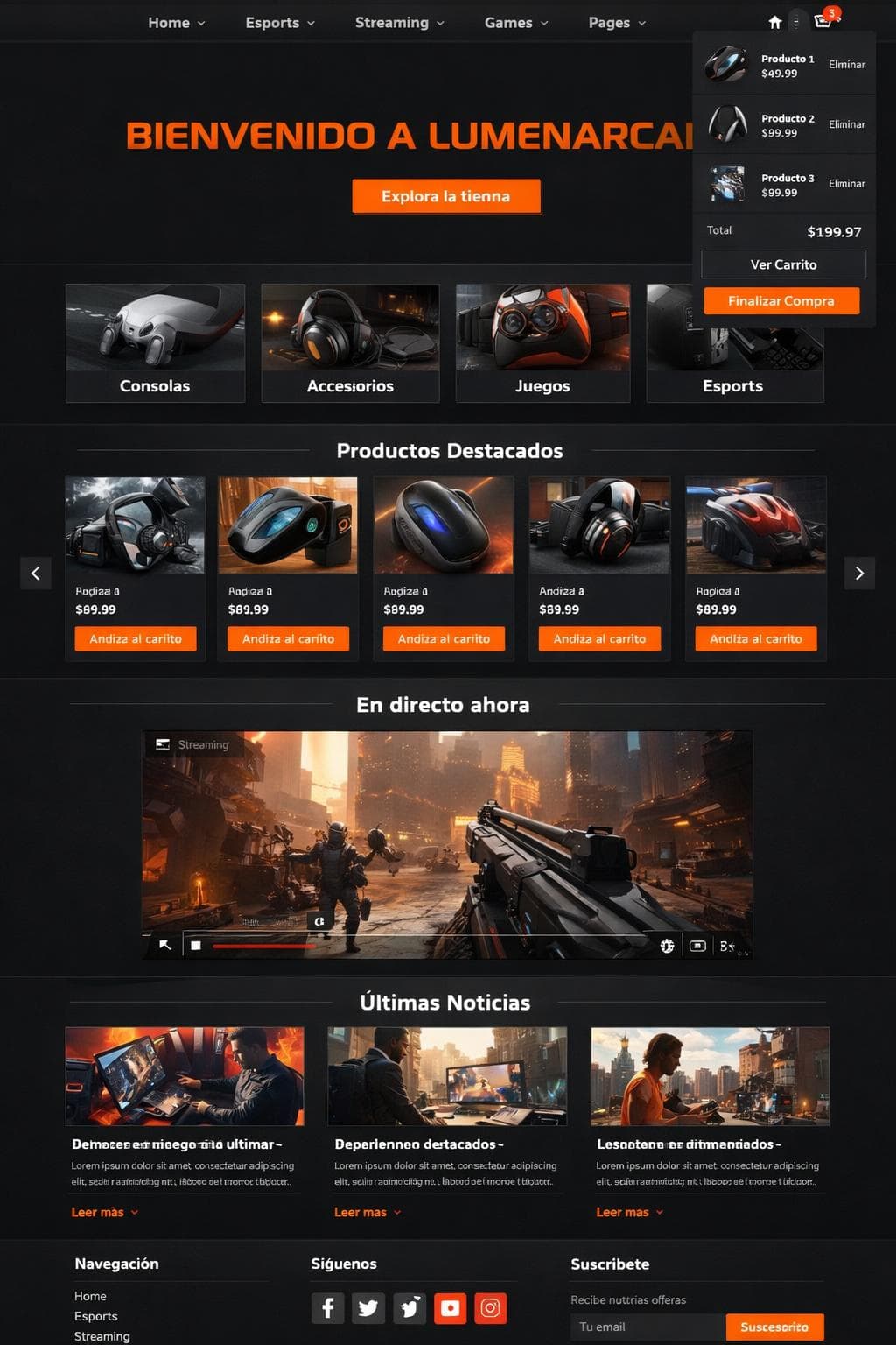 LumenArcade — vista previa del theme