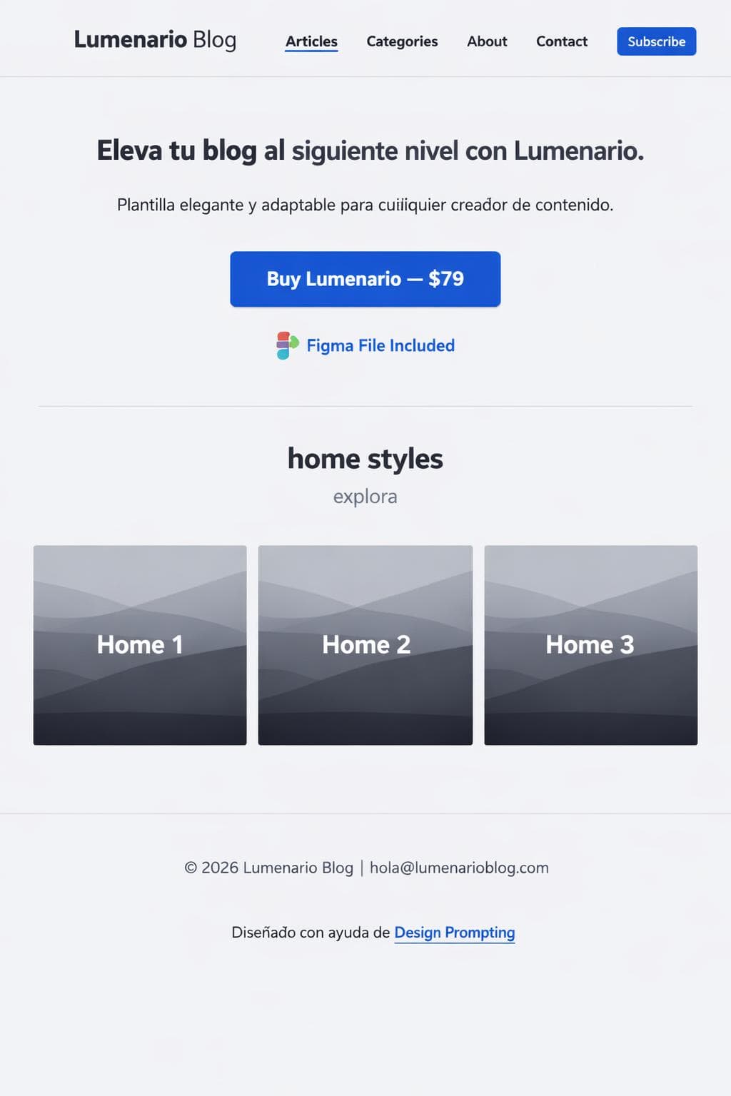 Lumenario Blog — vista previa del theme