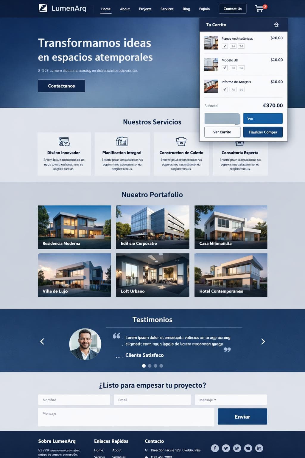 LumenArq — vista previa del theme