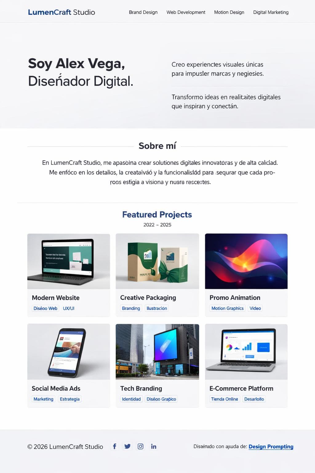 LumenCraft Studio — vista previa del theme