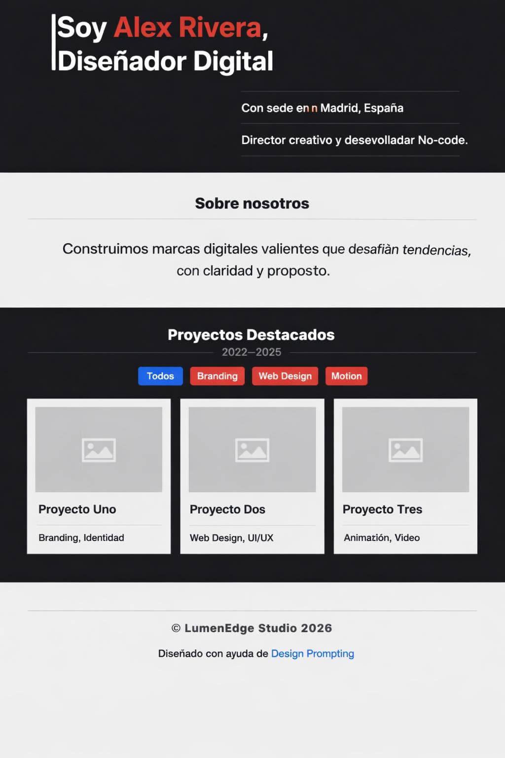 LumenEdge Studio — vista previa del theme