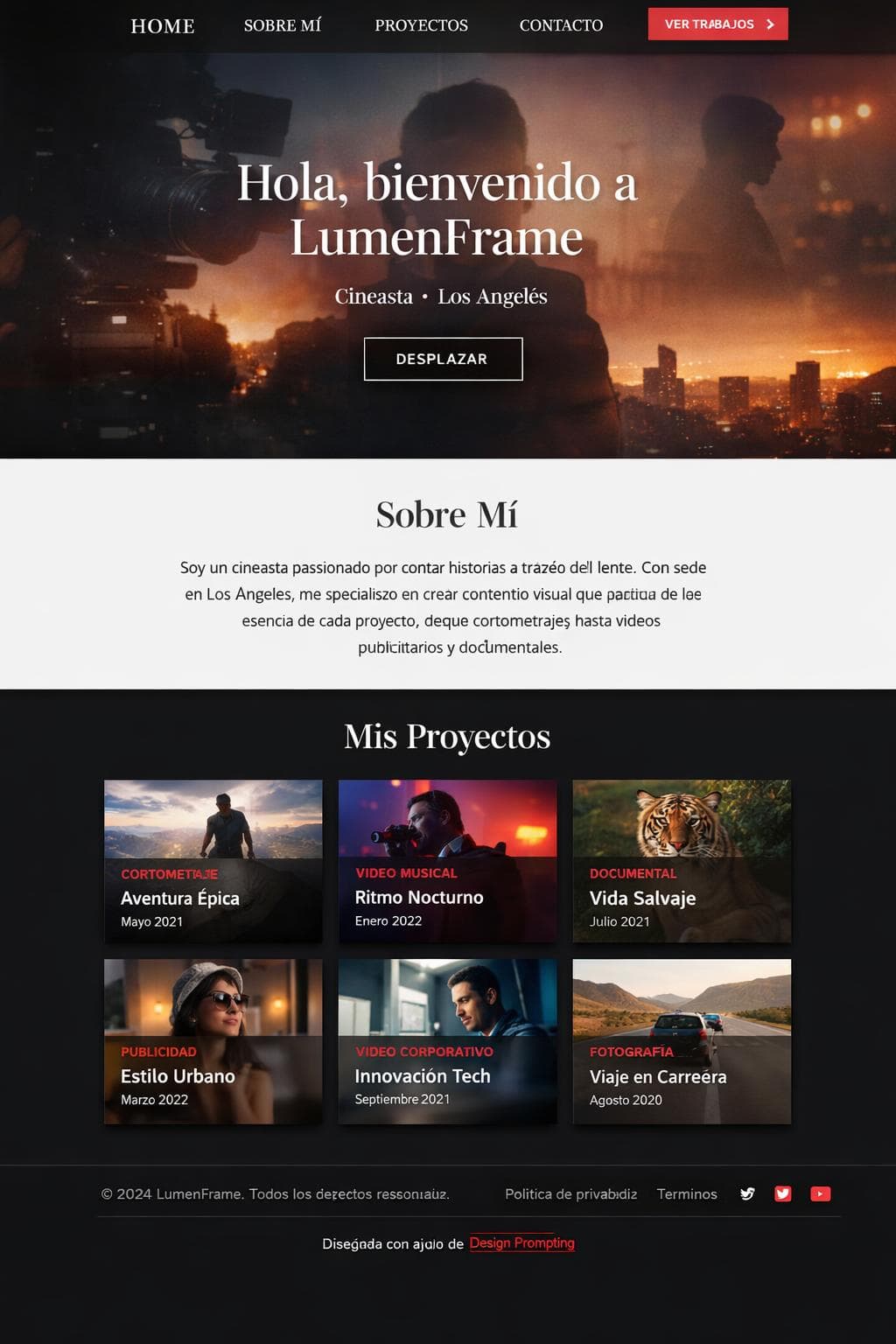 LumenFrame — vista previa del theme