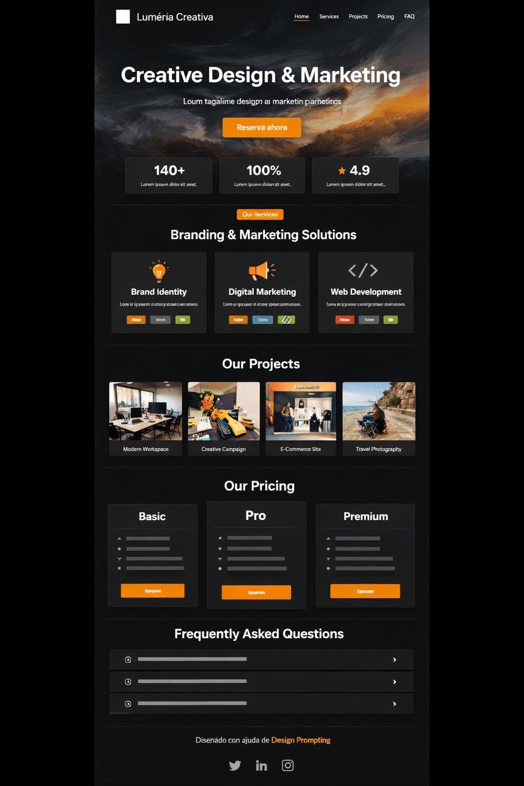 Lumenía Creativa — vista previa del theme