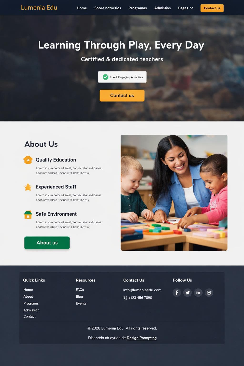 Lumenia Edu — vista previa del theme