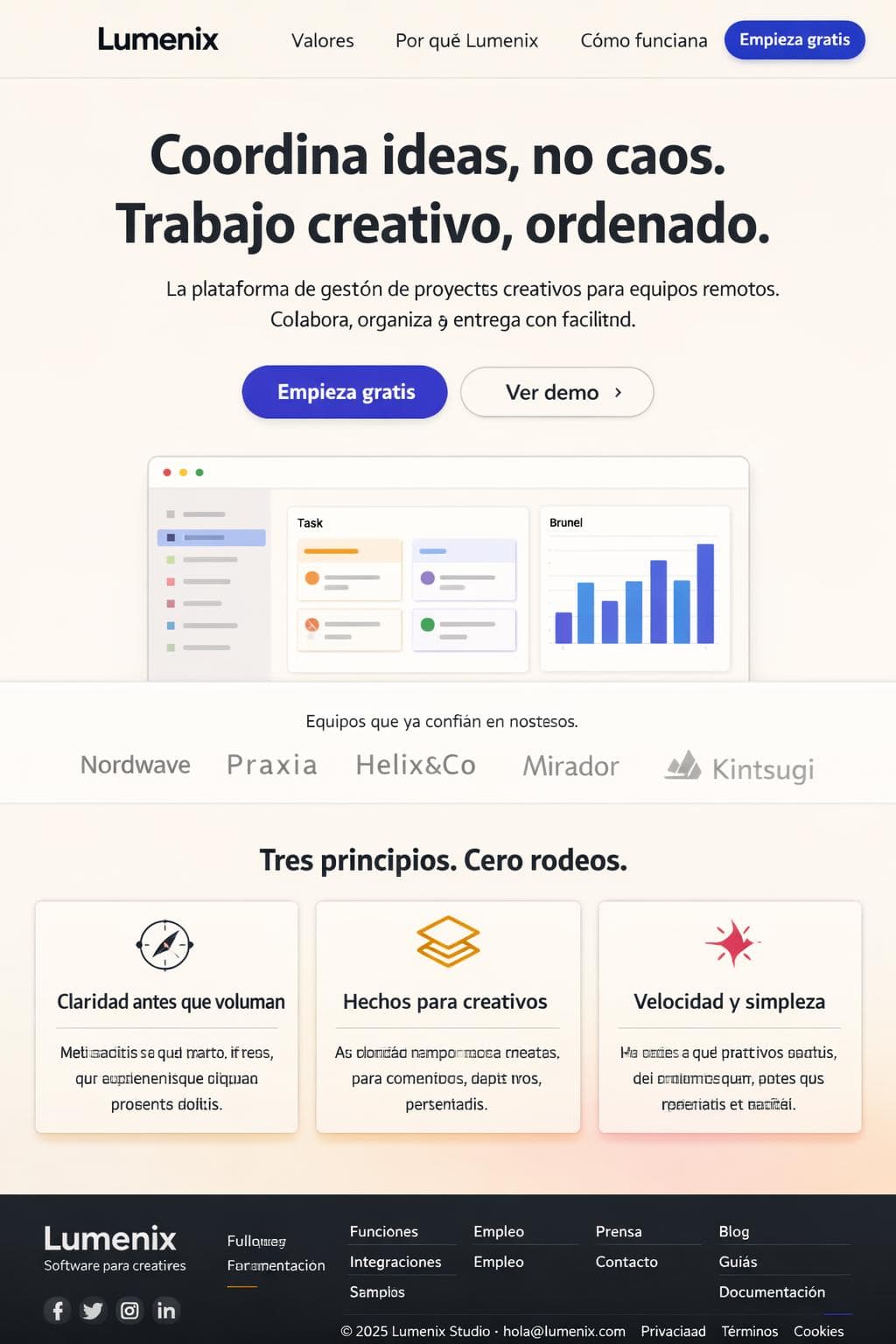 Lumenix Studio — vista previa del theme