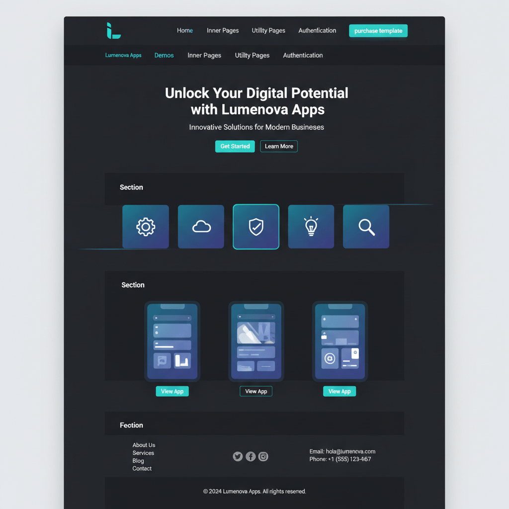 Lumenova Apps — vista previa del theme