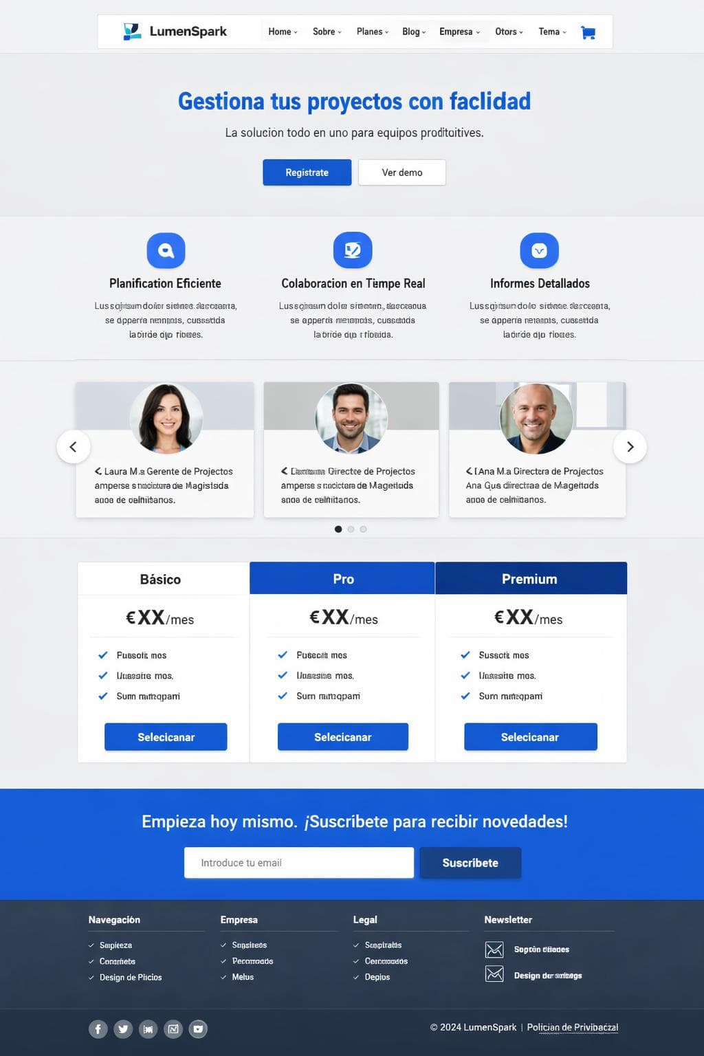 LumenSpark — vista previa del theme