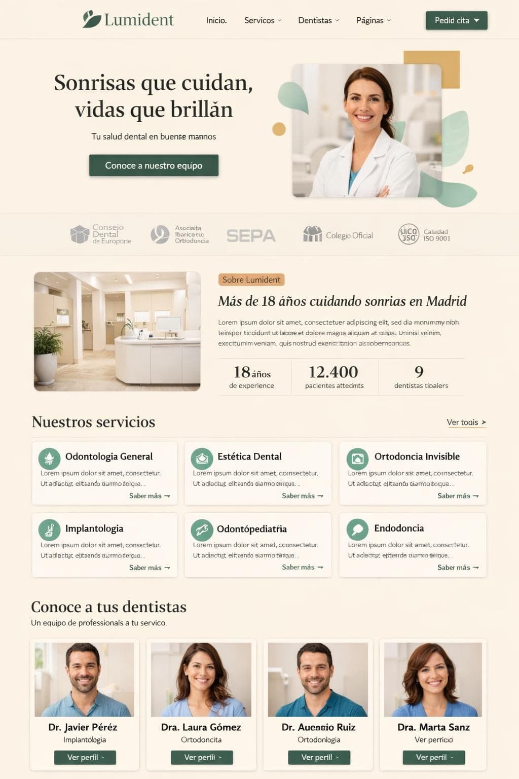 Lumident Clínica Dental — vista previa del theme
