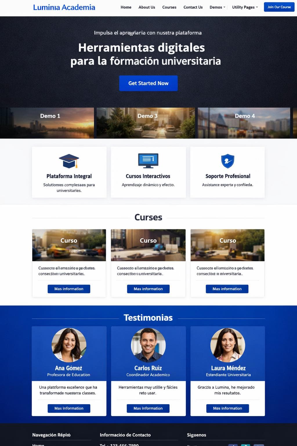 Lumina Academia — vista previa del theme