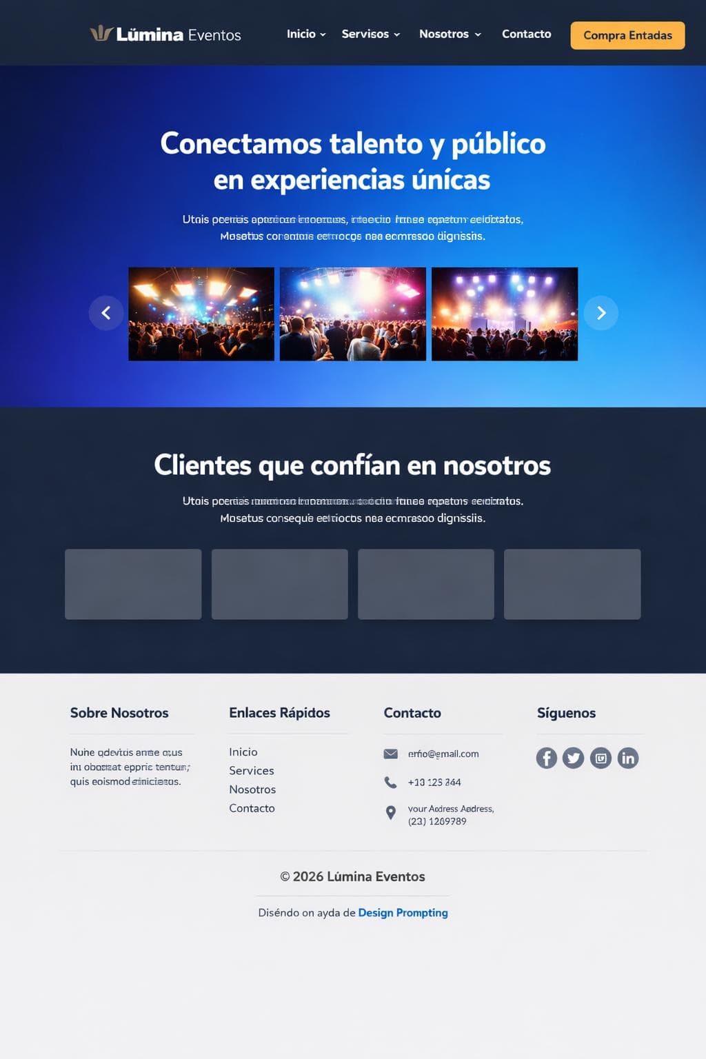Lúmina Eventos — vista previa del theme