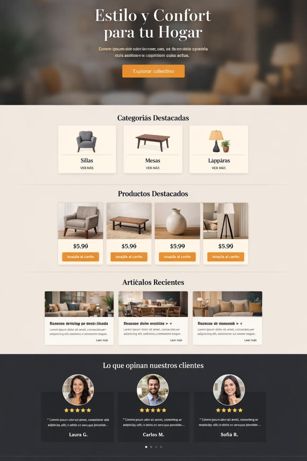 Lúmina Hogar — vista previa del theme