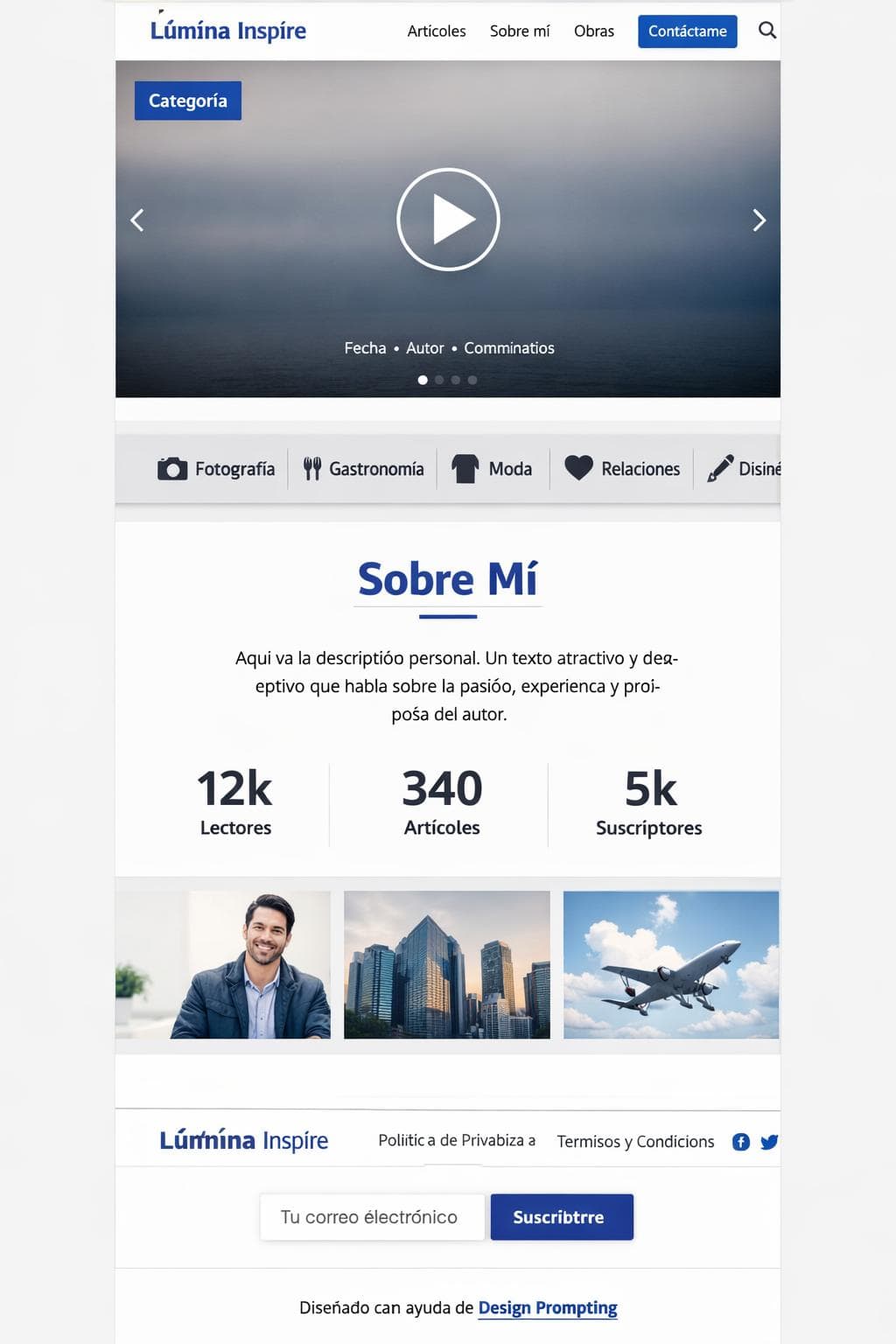 Lúmina Inspire — vista previa del theme