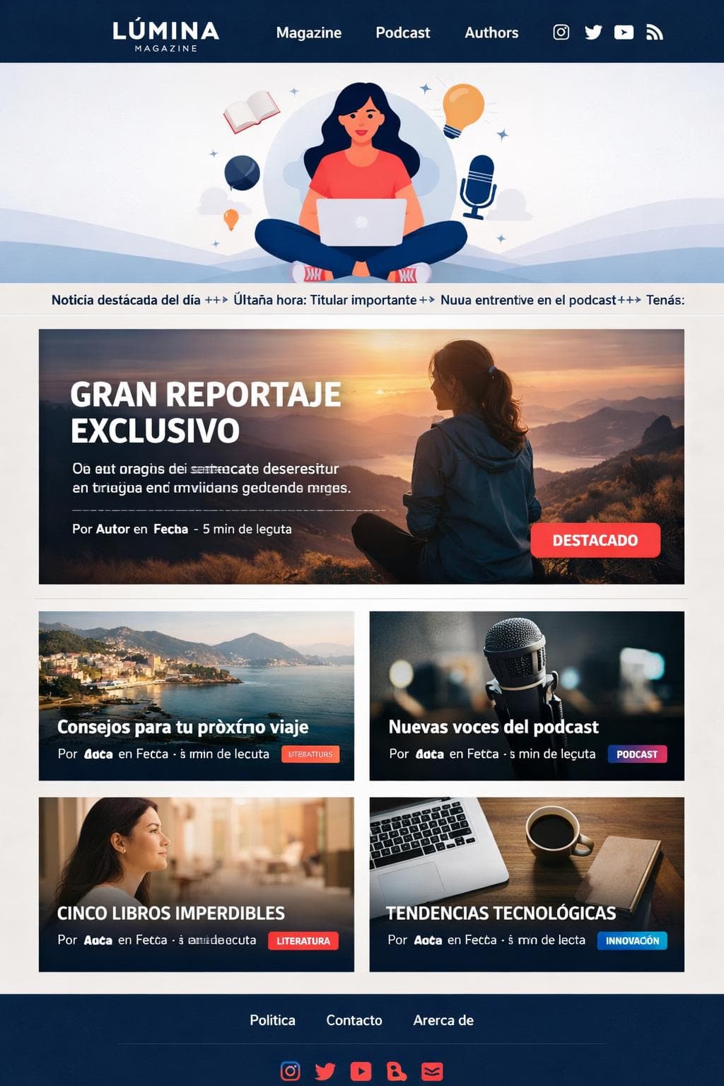 Lúmina Magazine — vista previa del theme