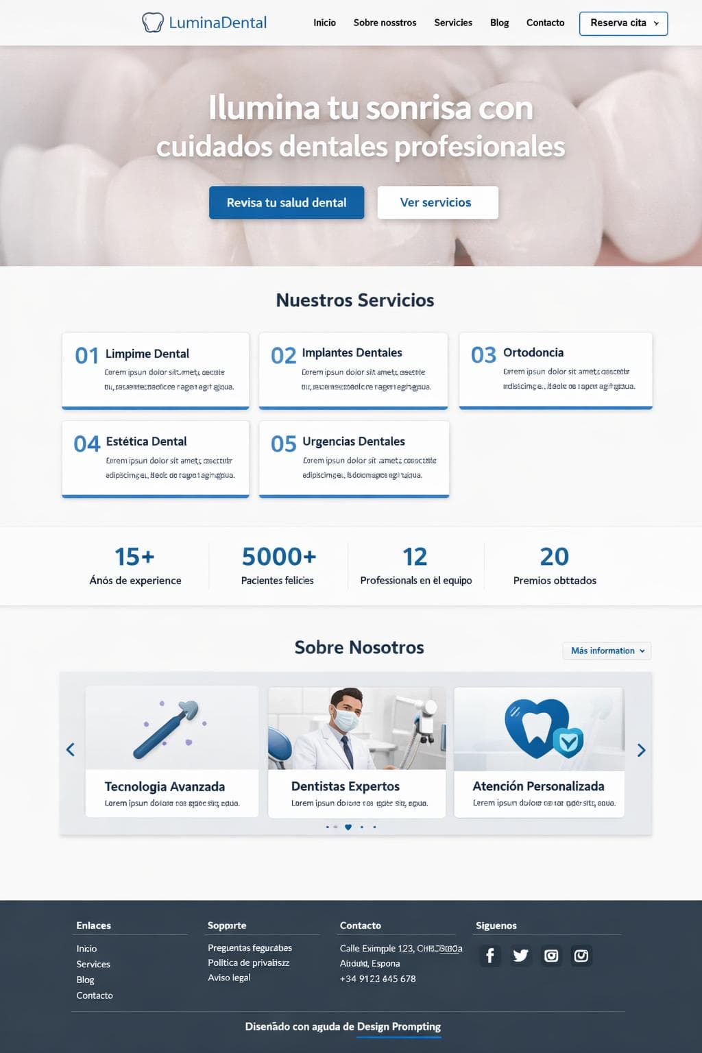 LuminaDental — vista previa del theme