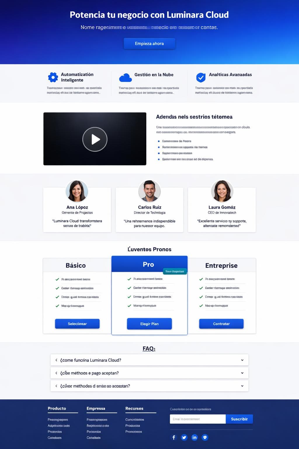 Luminara Cloud — vista previa del theme