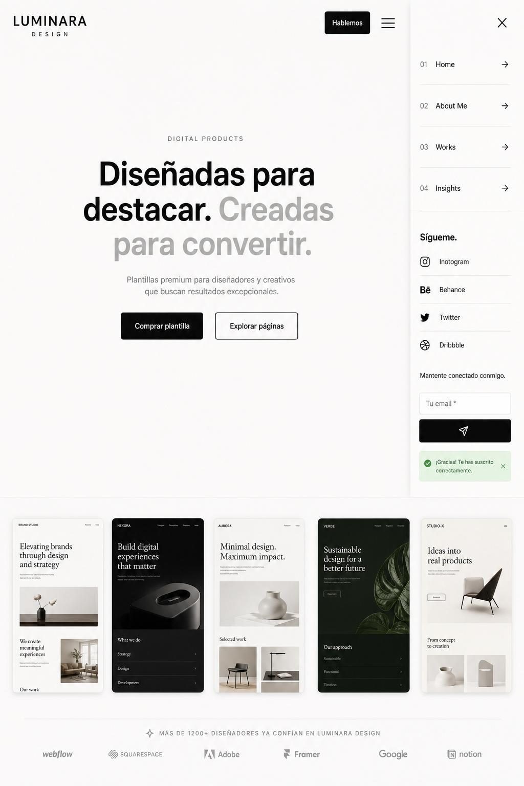 Luminara Design — vista previa del theme