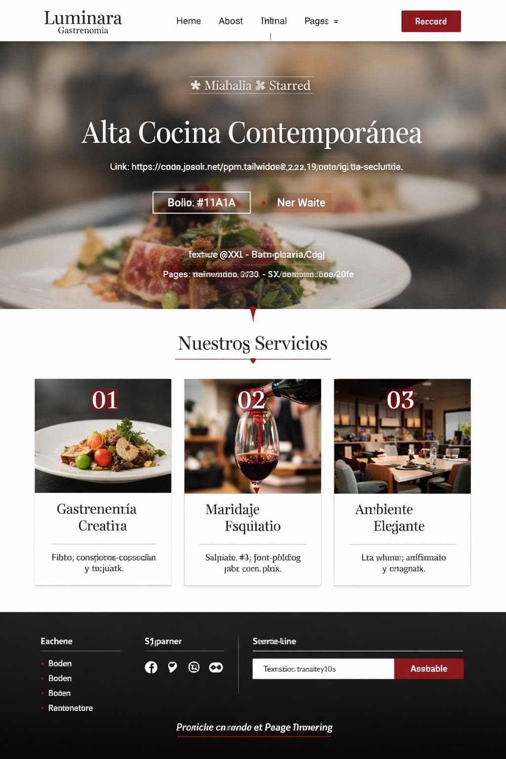 Luminara Gastronomía — vista previa del theme