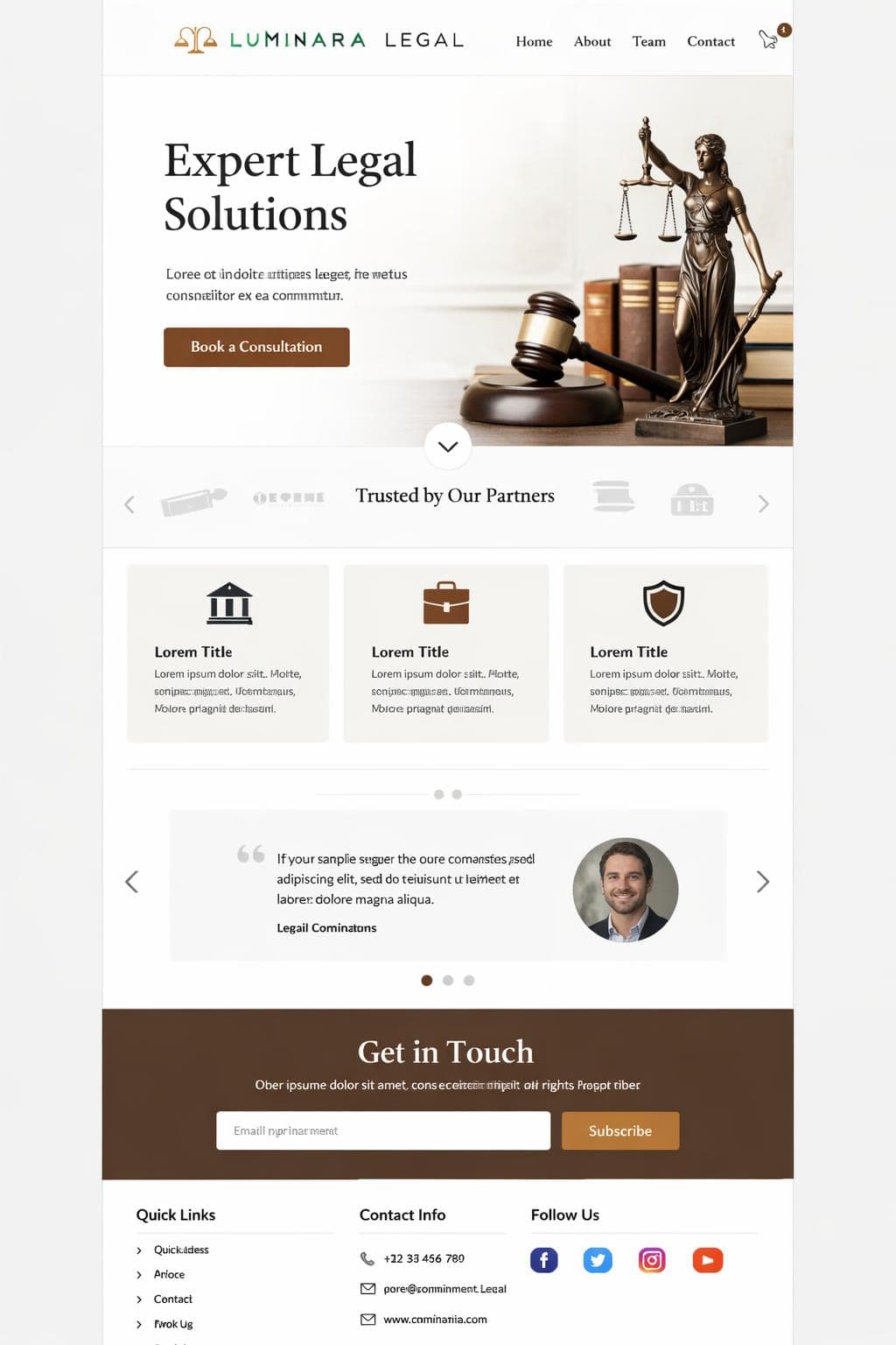 Luminara Legal — vista previa del theme