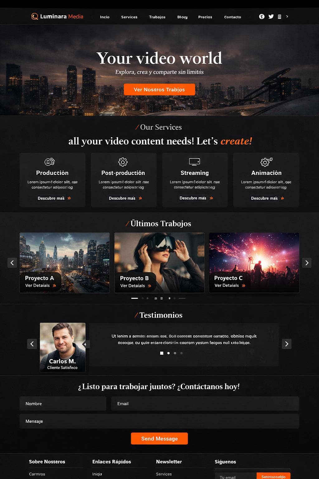 Luminara Media — vista previa del theme