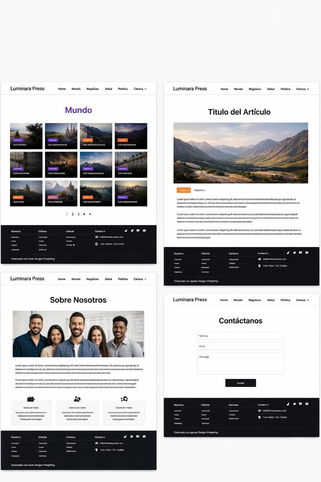 Luminara Press — vista previa del theme