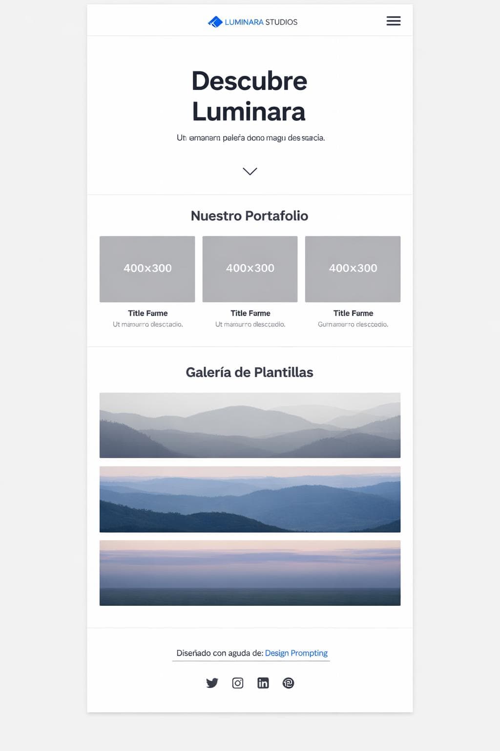 Luminara Studios — vista previa del theme