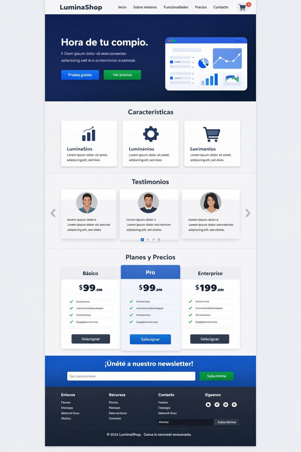 LuminaShop — vista previa del theme