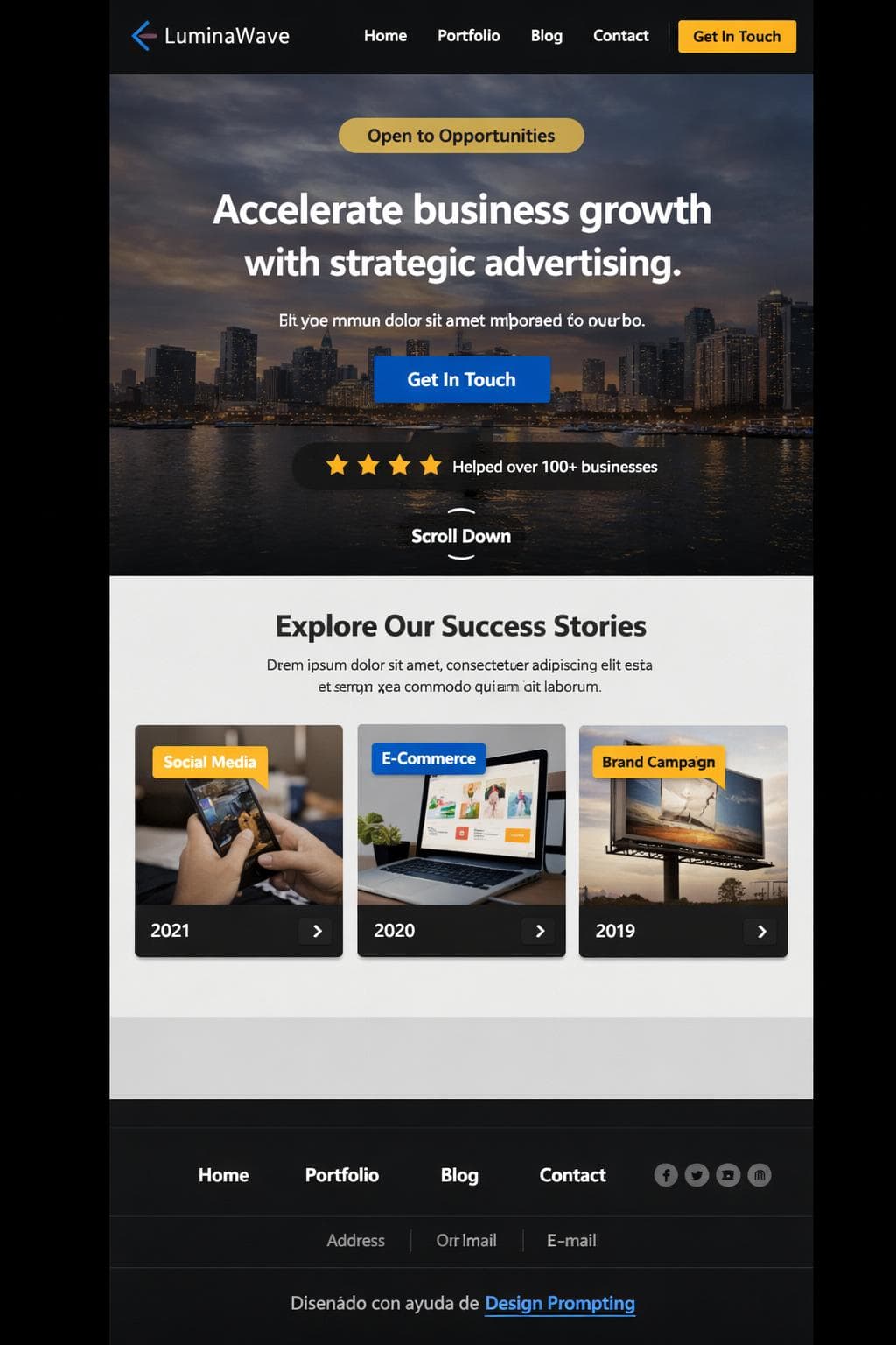 LuminaWave — vista previa del theme