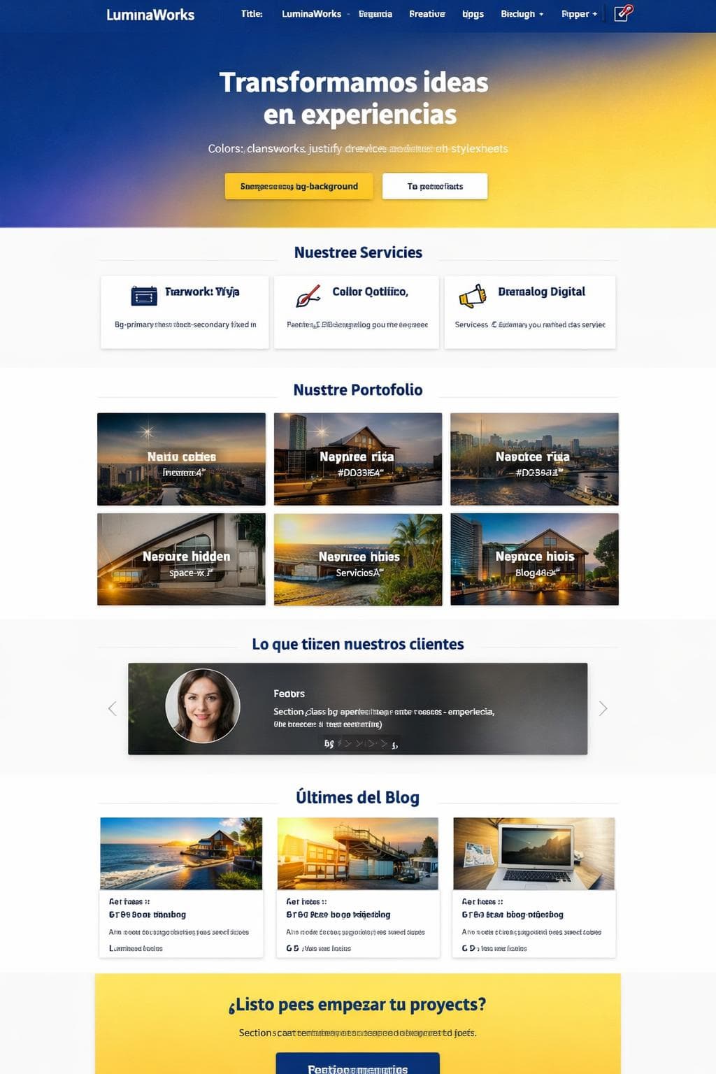 LuminaWorks — vista previa del theme