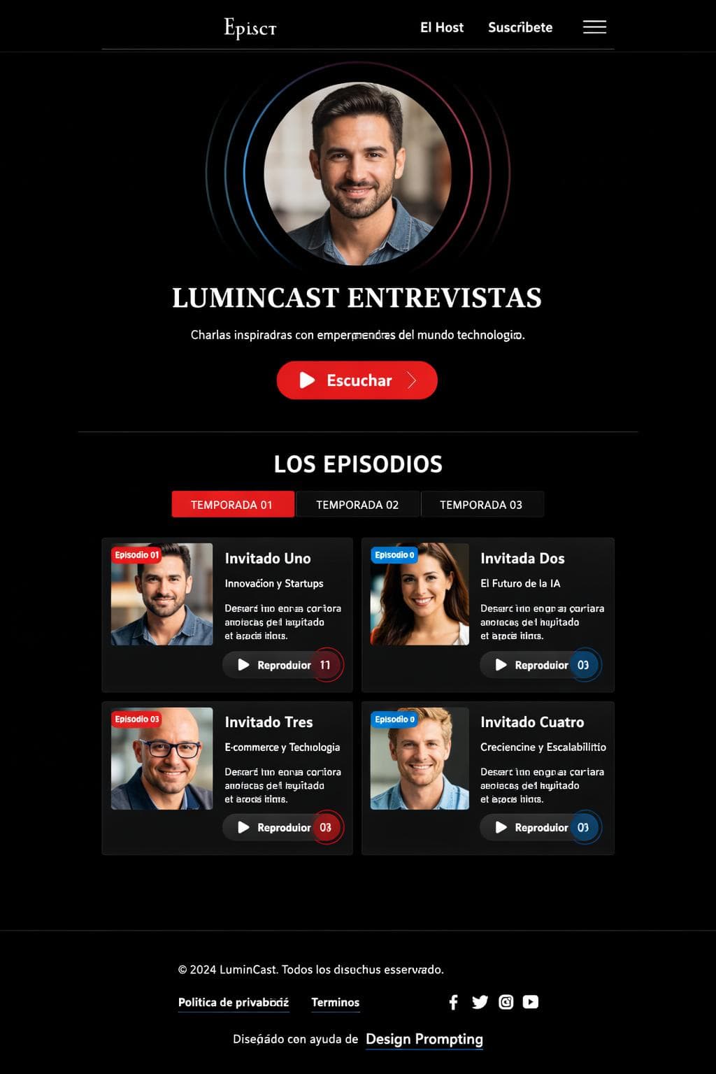 LuminCast — vista previa del theme