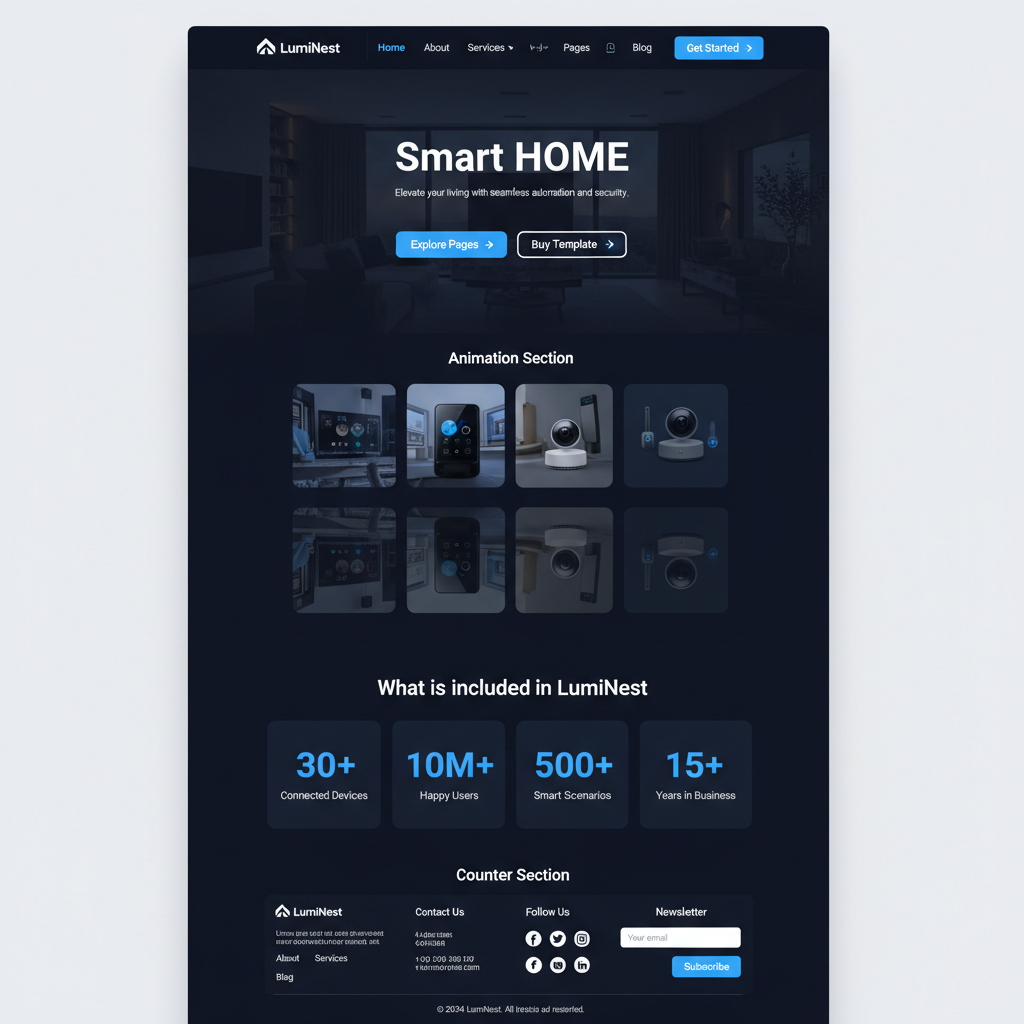 LumiNest — vista previa del theme