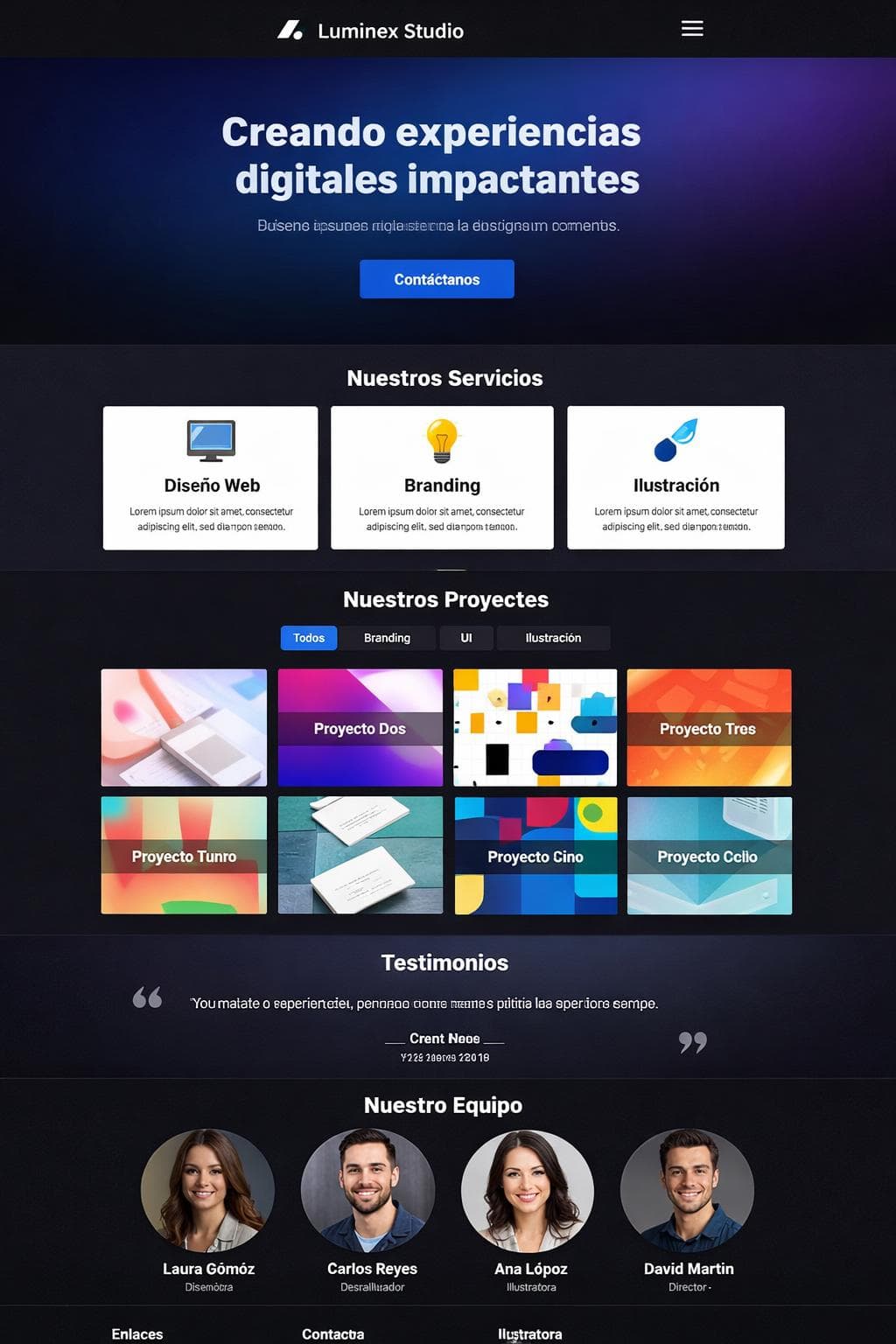 Luminex Studio — vista previa del theme