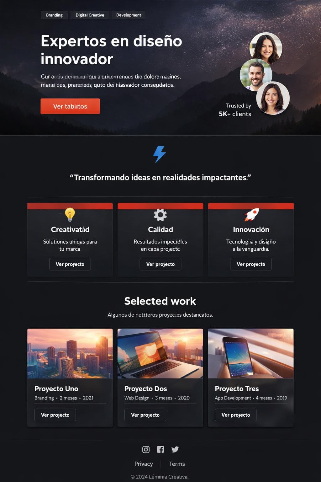 Lúminia Creativa — vista previa del theme
