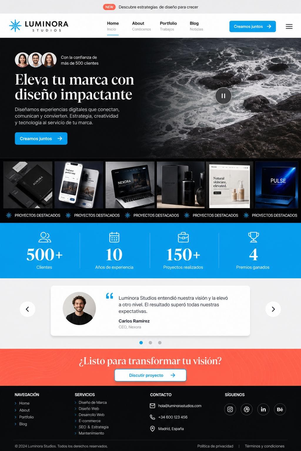 Luminora Studios — vista previa del theme