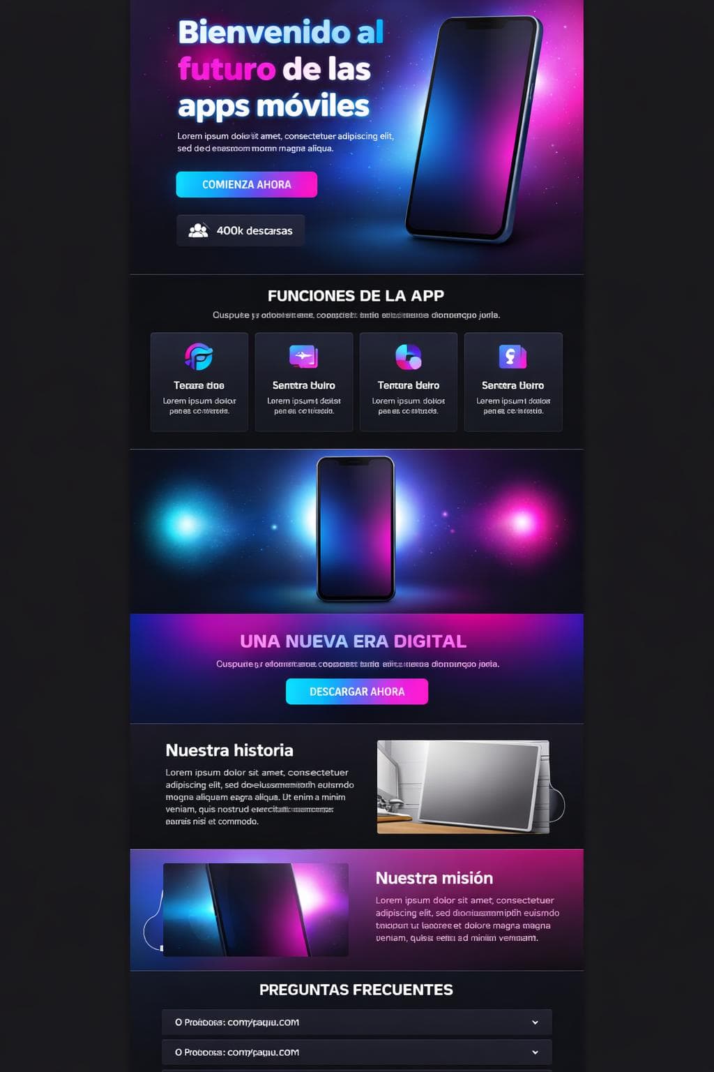 Luminova Apps — vista previa del theme