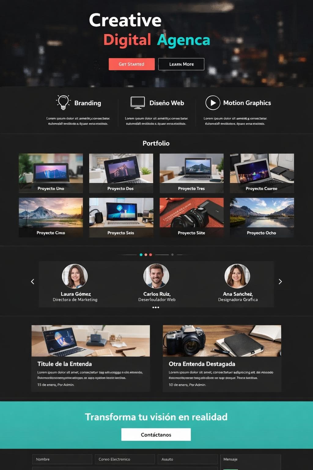 Luminova Creativa — vista previa del theme