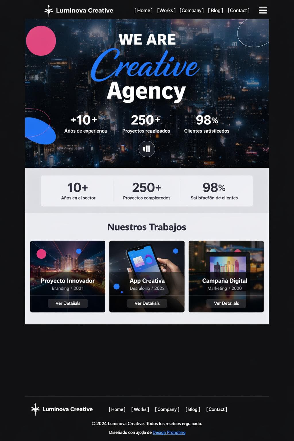 Luminova Creative — vista previa del theme
