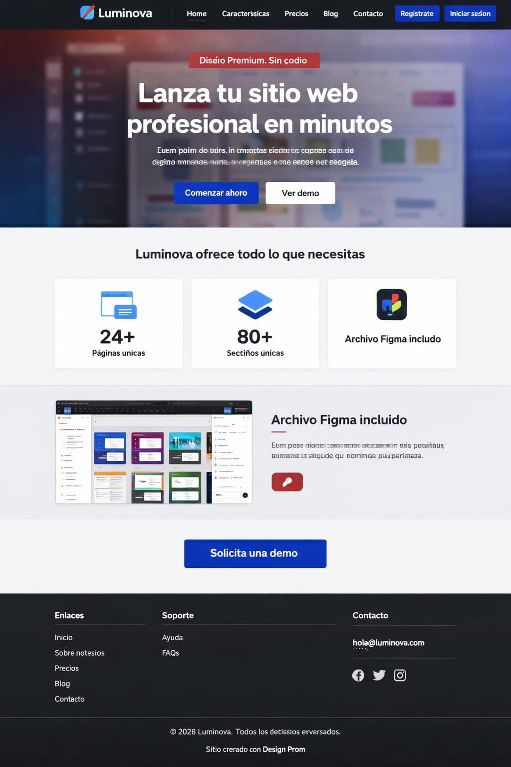 Luminova — vista previa del theme
